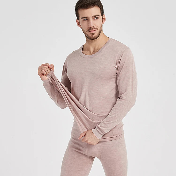Men’s 100% Merino Wool Thermal Underwear Set – 250gsm Winter Base Layer