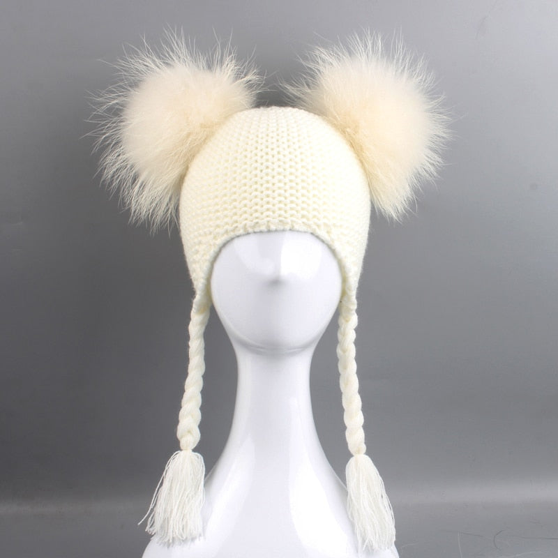 Winter Children Beanie 15 CM Real Fur