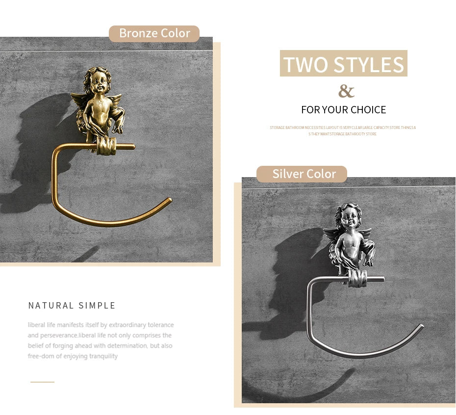 Bronze Classic Angel Towel Ring