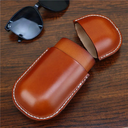 Vintage Cowhide Leather Glasses Case