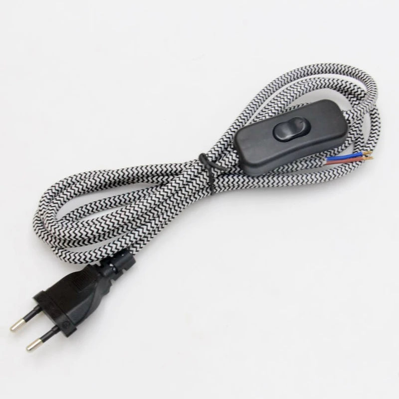 Fabric Covered EU Power Cord with Switch