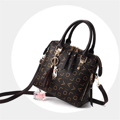 Large PU Leather Monogram Tote Handbag