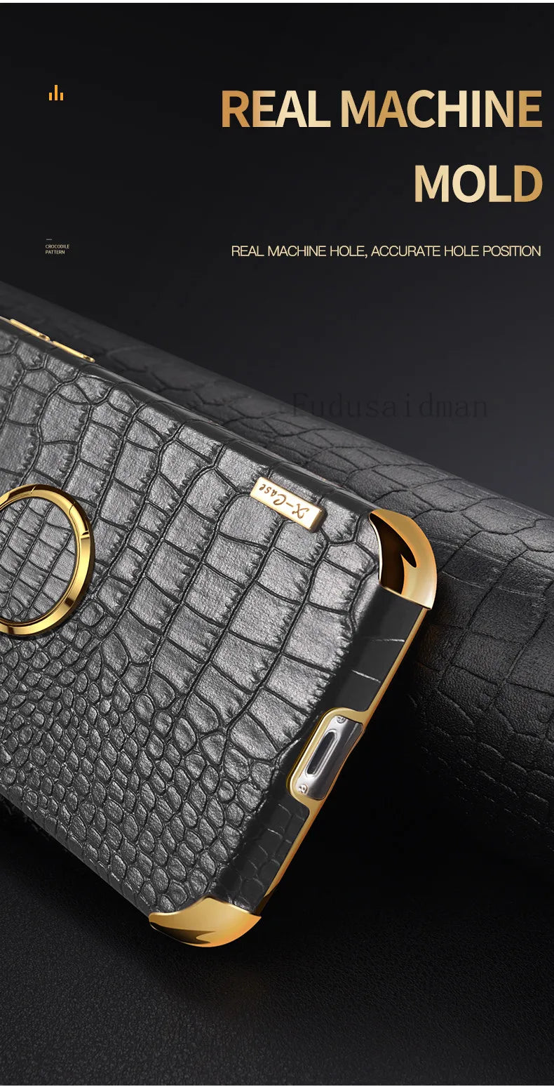 Crocodile Texture Ring Stand Phone Case