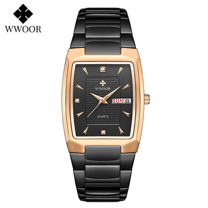 WWOOR 2023 New Square Watch Men with Automatic Week Date