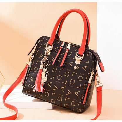 Large PU Leather Monogram Tote Handbag