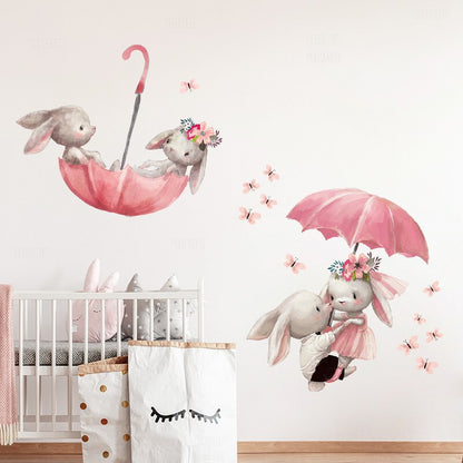 Cute Grey Bunny Ballet Rabbit Wall Stickers