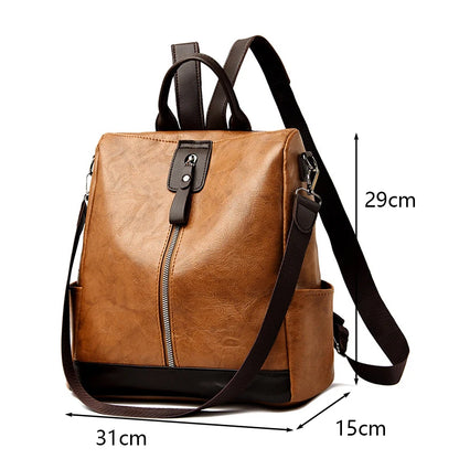 Women’s Anti-Theft PU Leather Travel Backpack