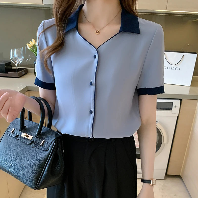 Short Sleeve Chiffon Blouse