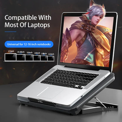Adjustable Dual-Fan Laptop Cooler Stand with 2 USB Ports