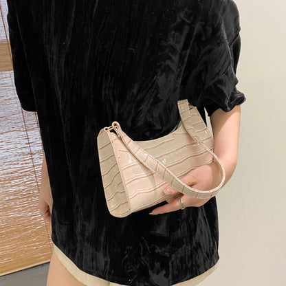 Alligator Pattern PU Leather Baguette Shoulder Bag