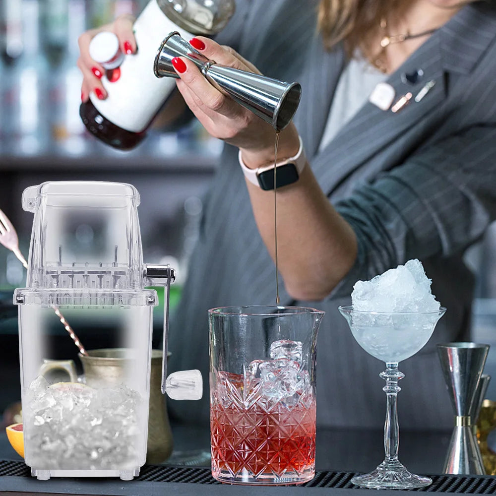 Portable 1.25L Hand Crank Ice Shaver for Drinks, Cocktails & Desserts