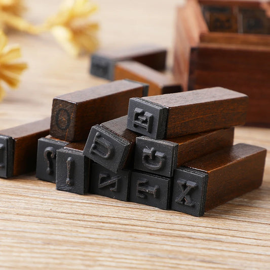 Vintage Wooden Alphabet Stamp Set