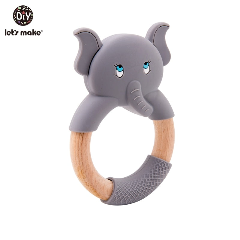 1Pc Silicone And Wooden Baby Teether