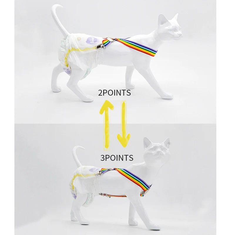 Rainbow Dog Diaper Suspenders with Adjustable Clips