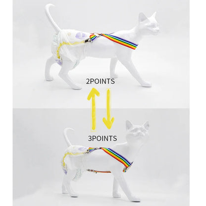 Rainbow Dog Diaper Suspenders with Adjustable Clips