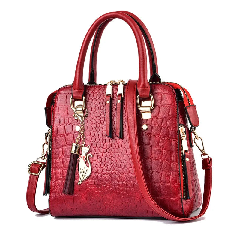 Crocodile Embossed PU Leather Tote Bag