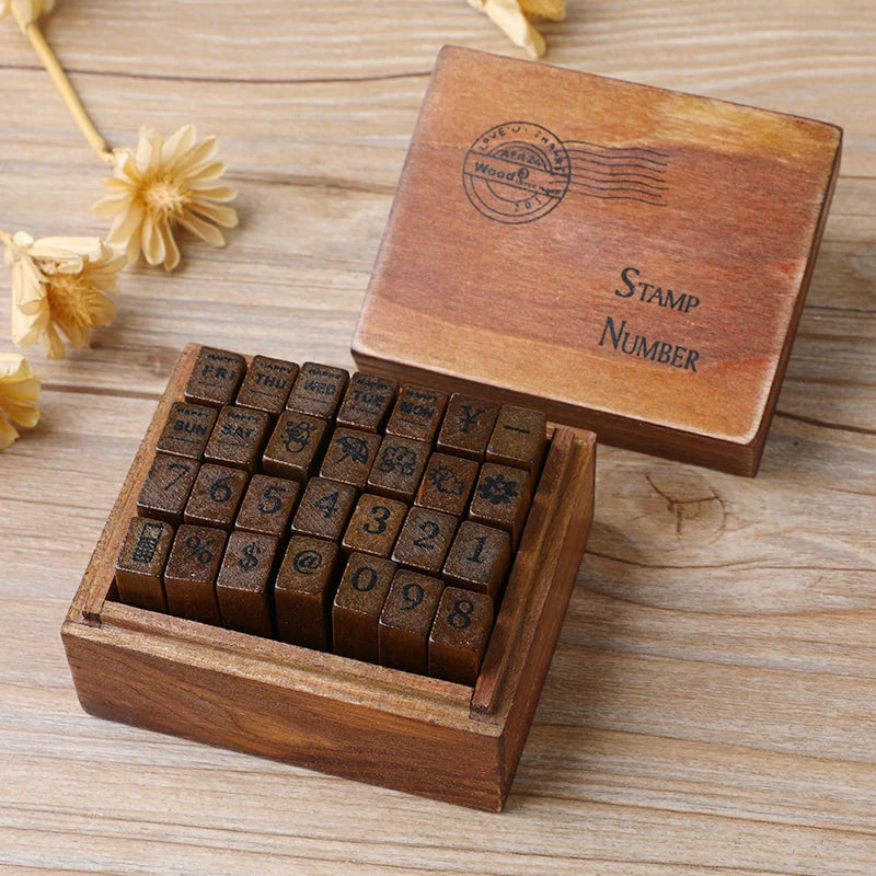 Vintage Wooden Alphabet Stamp Set