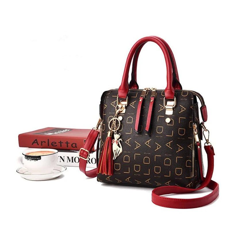 Large PU Leather Monogram Tote Handbag