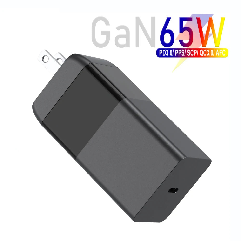 65W GaN USB-C PD Fast Charger for Laptops, Tablets & Smartphones
