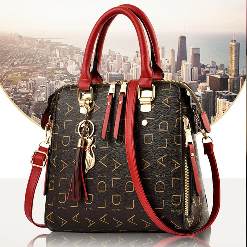 Large PU Leather Monogram Tote Handbag