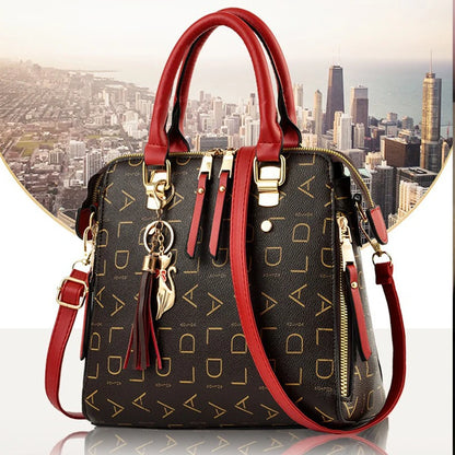Large PU Leather Monogram Tote Handbag
