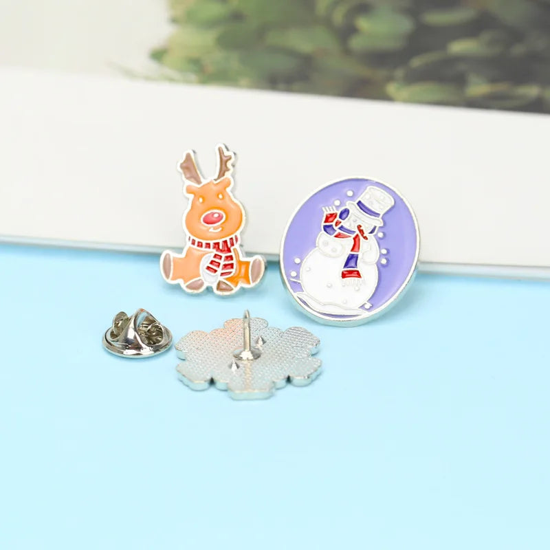 Cartoon Christmas Gift Pin Tree Santa Claus