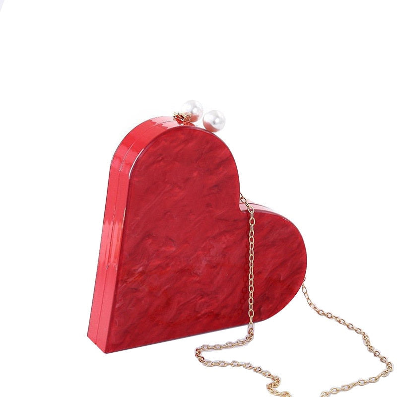 Acrylic Clutch Heart Shape Bag