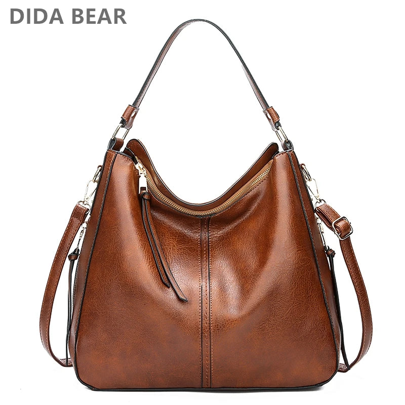 Women’s Vintage PU Leather Shoulder Tote & Crossbody Bag