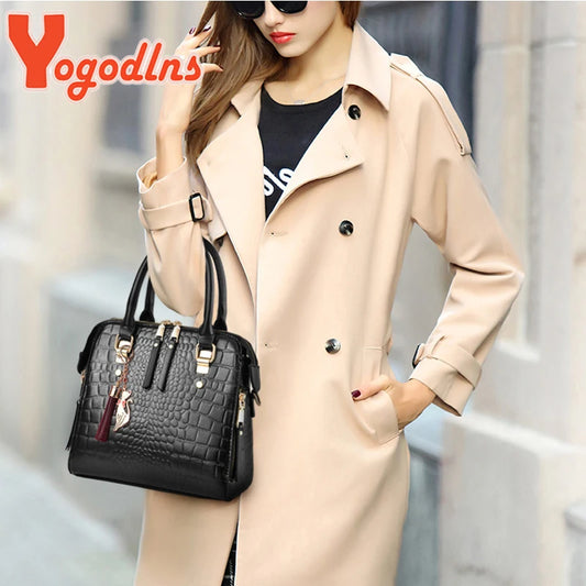 Crocodile Embossed PU Leather Tote Bag