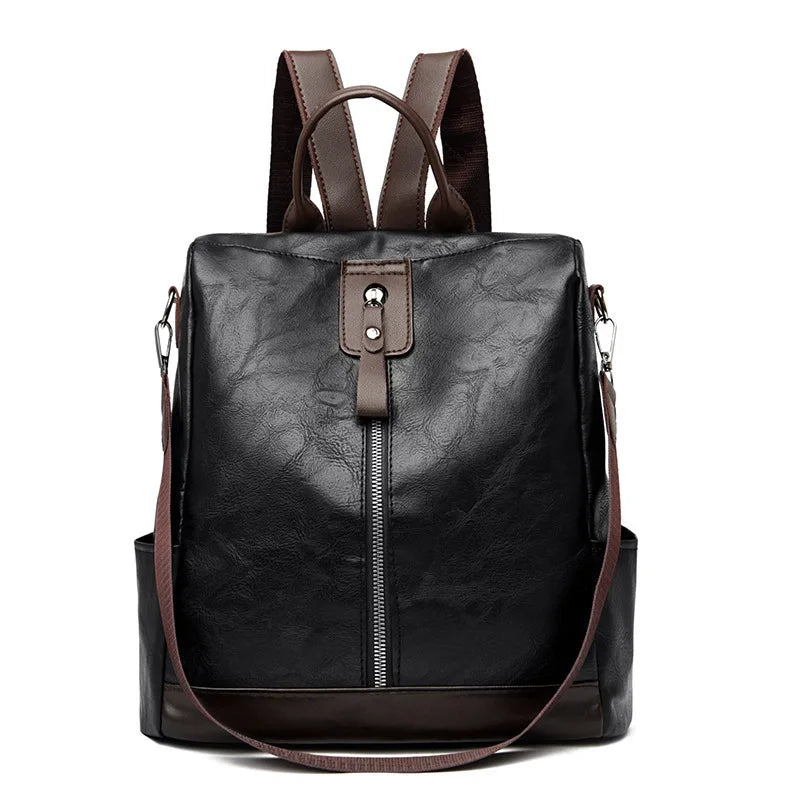 Women’s Anti-Theft PU Leather Travel Backpack