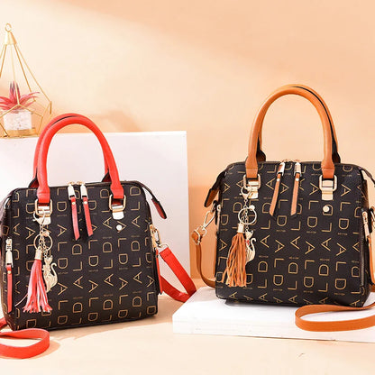 Large PU Leather Monogram Tote Handbag