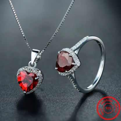 Genuine Solid 925 Sterling Silver Heart Jellewery set