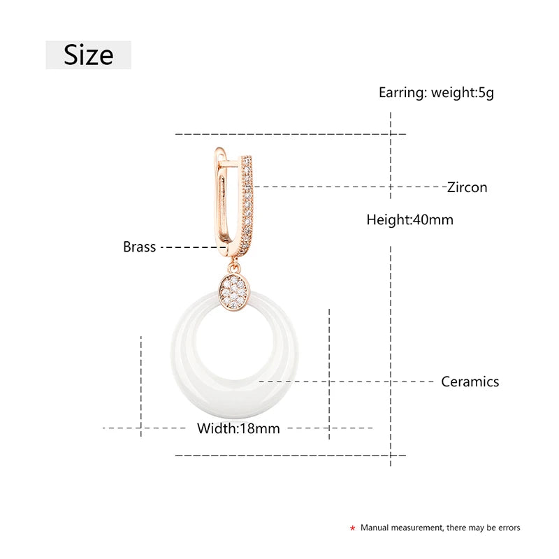 Women’s Ceramic & Stainless Steel Drop Earrings