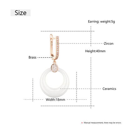 Women’s Ceramic & Stainless Steel Drop Earrings