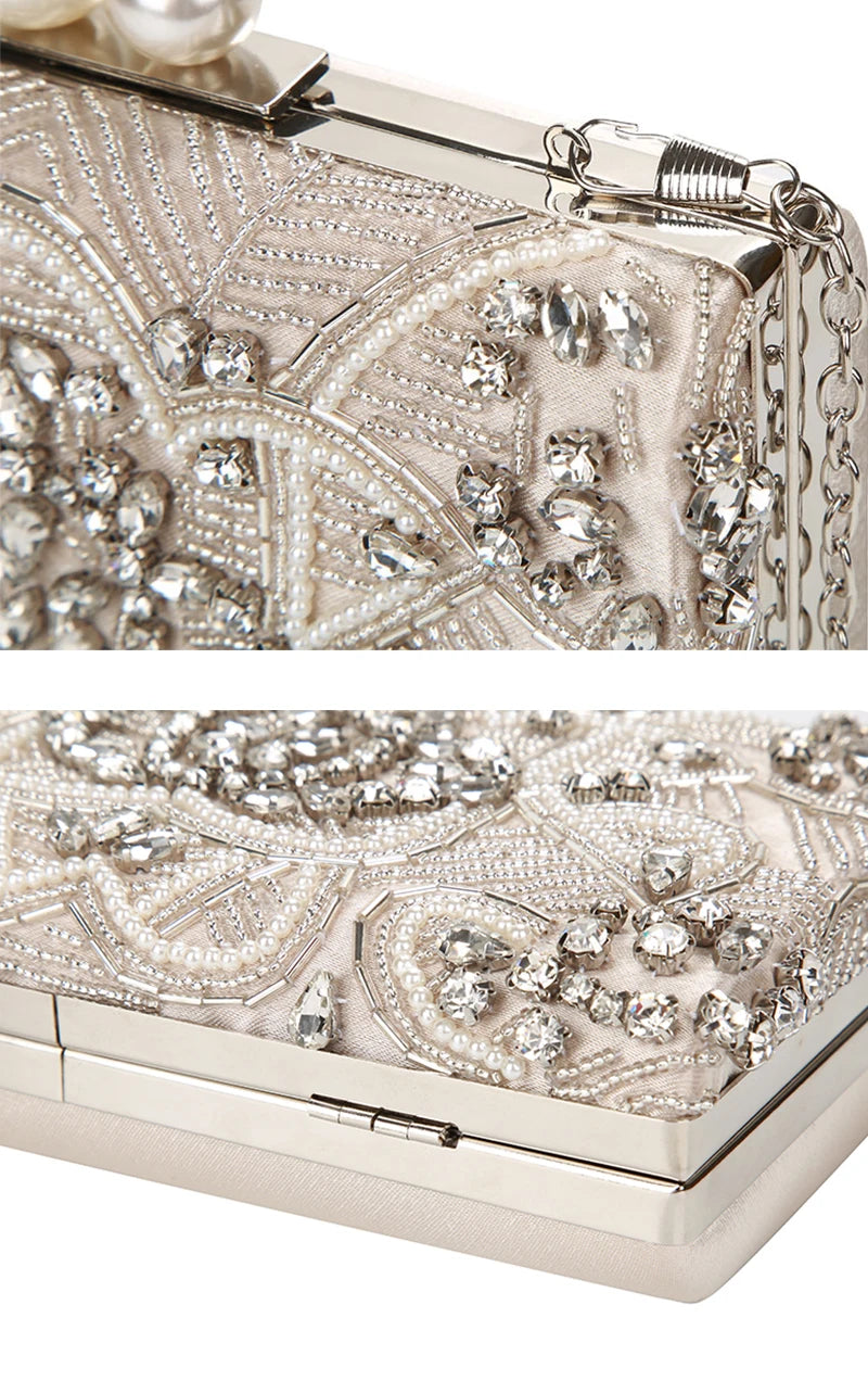 Beaded Crystal Wedding Clutch Bag