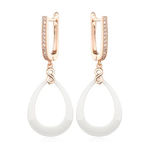 Women’s Ceramic & Stainless Steel Drop Earrings