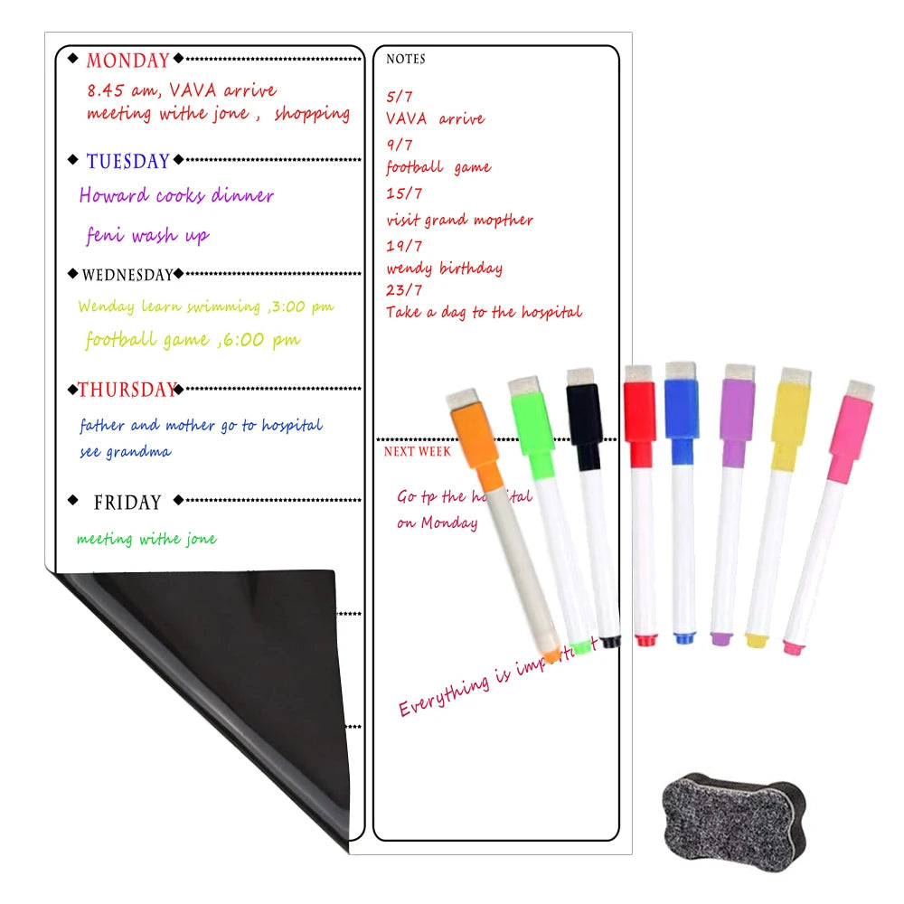 Magnetic A3 Weekly Planner Board Set for Refrigerator