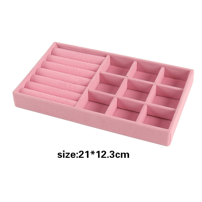 Fashion Portable Velvet  Jewelry Display Organizer Box