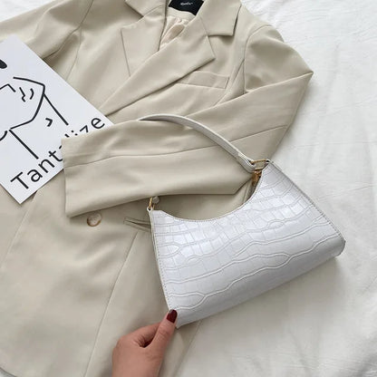 Alligator Pattern PU Leather Baguette Shoulder Bag