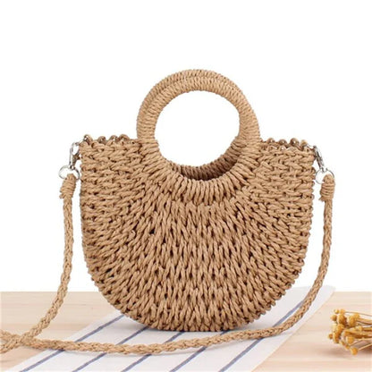Handmade Half-Moon Straw Bag