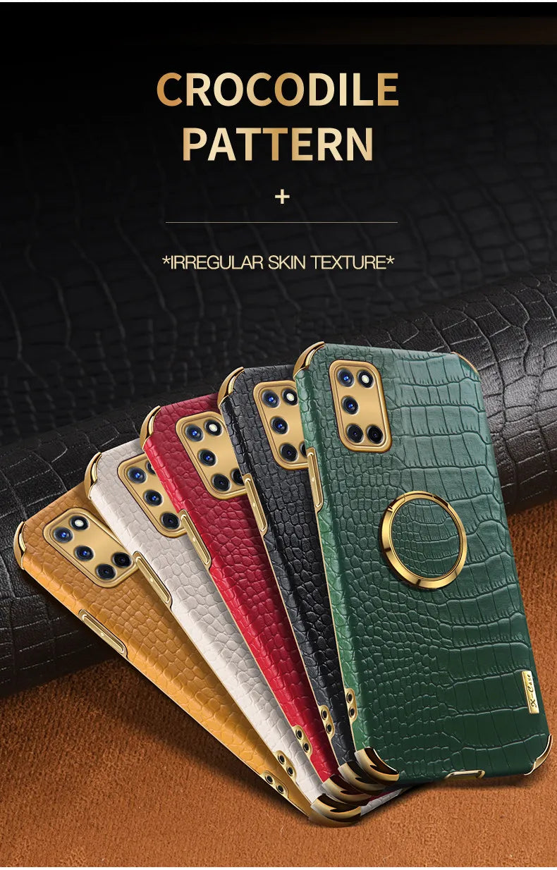 Crocodile Texture Ring Stand Phone Case