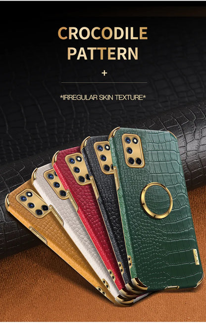 Crocodile Texture Ring Stand Phone Case