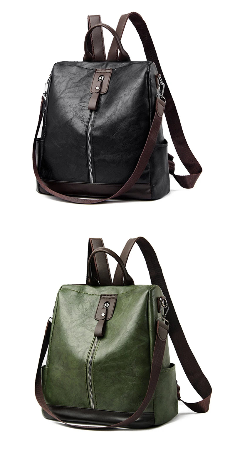Women’s Anti-Theft PU Leather Travel Backpack