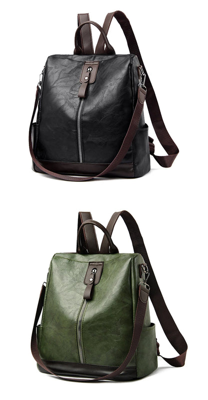 Women’s Anti-Theft PU Leather Travel Backpack
