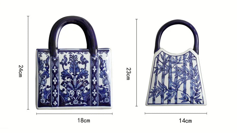 Chinese-style Blue And White Ceramic Handbag