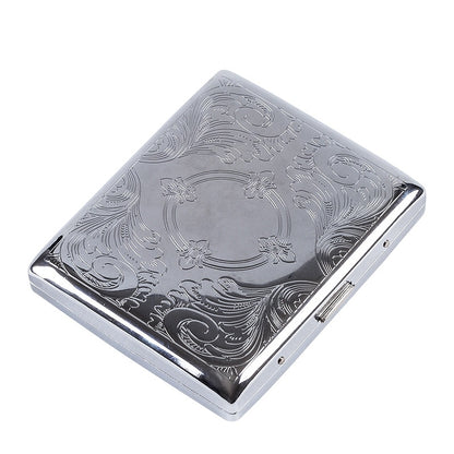 Silver Portable Metal Cigarette Case