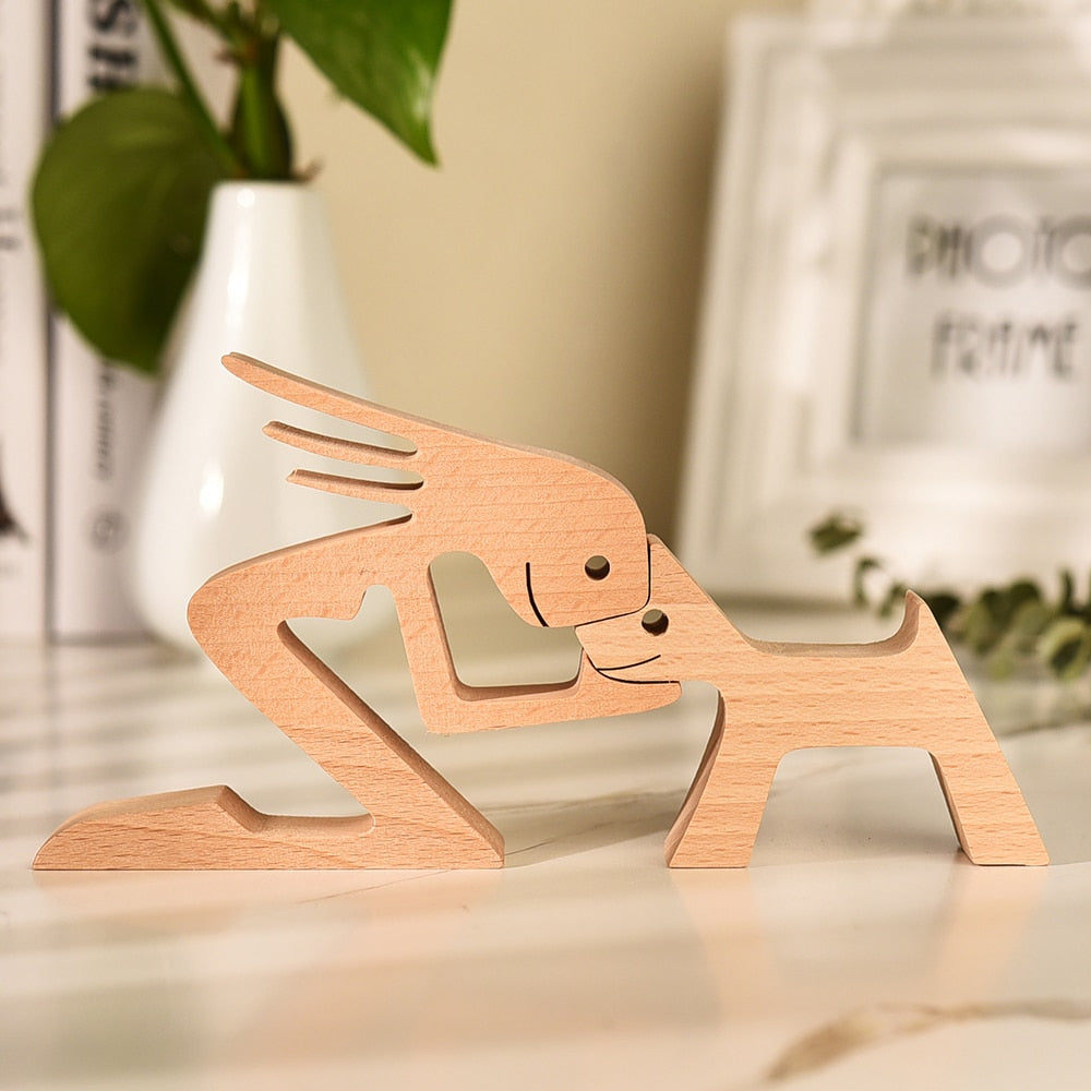 Family Puppy Wood Dog Craft  Table Ornament