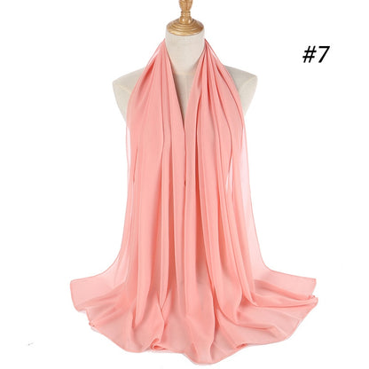 Plain Color Chiffon Scarf Headband Female