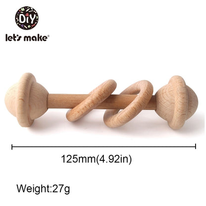 1Pc Silicone And Wooden Baby Teether