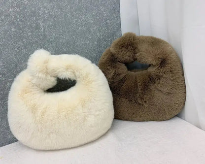 Luxury Faux Fur Half Moon Wrist Bag